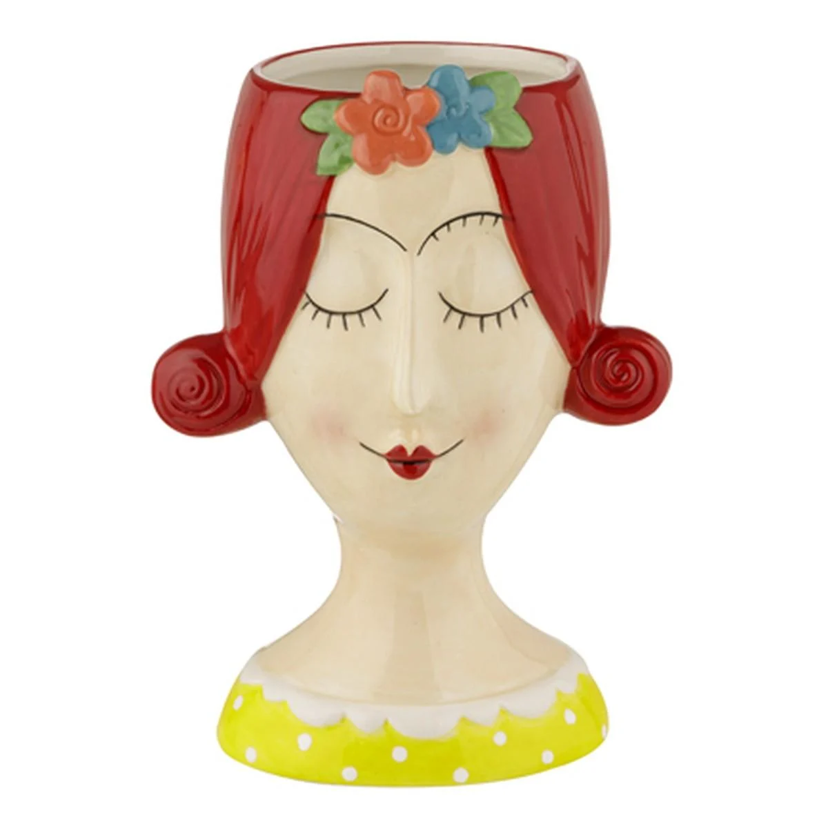 Vaso Ceramica Girl Sister con Capelli Rossi cm.10x15