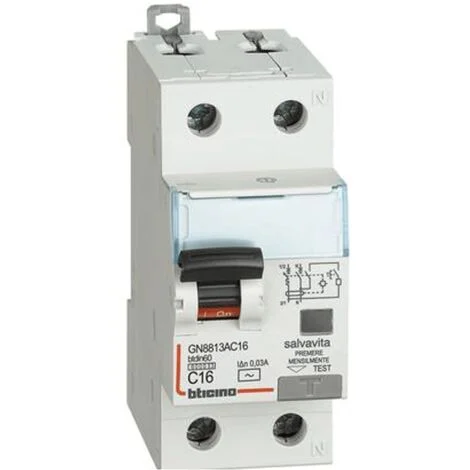 BTicino GN8813AC16 Interruttore Magnetotermico Differenziale BTDIN60 1P+N tipo AC 16A