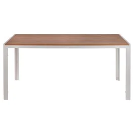 Tavolo da esterno 160x90 cm a doghe, bianco e natural, Amalfi Esté