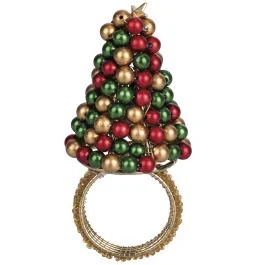 Anello porta tovagliolo, albero di Natale con perline , Xmas