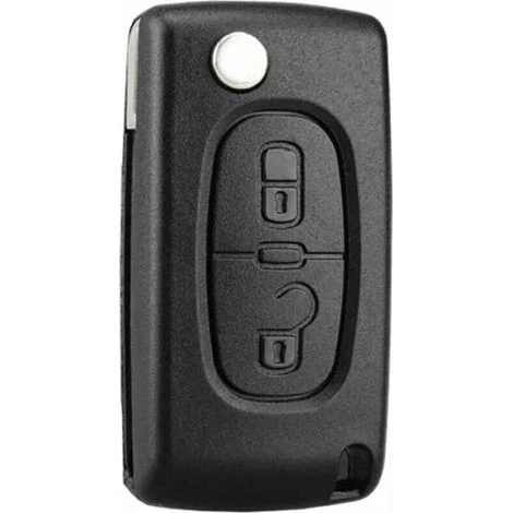 [MAI UTILIZZATO]Guscio chiave a 2 pulsanti compatibile CE0523 Chiave pieghevole a scatto per Peugeot 207 307 308 407 408 3008 5008 Citroen C2 C3 C4 C5 C6 C8 (2 pulsanti, CE0523)-INHHUB