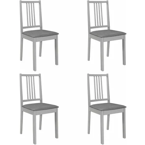 Set di 4 sedie da cucina e sala da pranzo con cuscini in legno massello grigi CDS022102