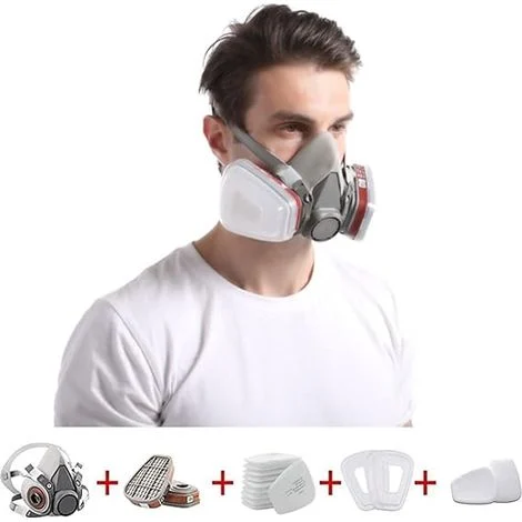 Maschera protettiva INHHUB 15 in 1, maschera per verniciatura, riutilizzabile con filtro antipolvere, maschera antigas respiratoria con filtro per verniciatura a spruzzo, edilizia, prodotti chimici, f