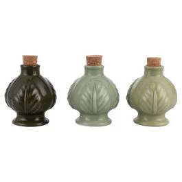 Pumo mini oliera 120 ml in ceramica e sughero, Greenery