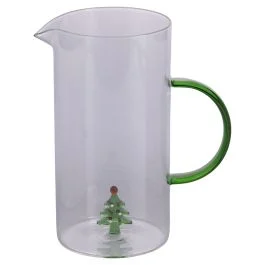 Brocca 1200 ml in vetro borosilicato, albero interno 3D, Xmas
