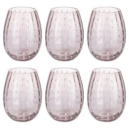 Set 6 bicchieri acqua 525 ml in vetro lavorato, Shiraz Pink