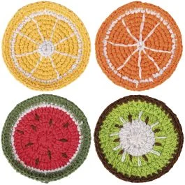 Sottobicchiere uncinetto, design frutta Ø10 cm, Fruit Life