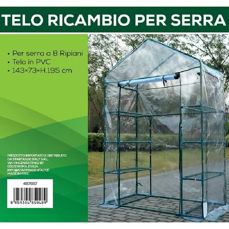GARDENIA Telo ricambio per serra 8 ripiani, 143x73xh.195 cm