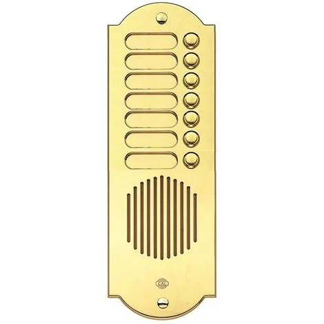 Pulsantiera 7 pulsanti in ottone lucido oro citofonica universale