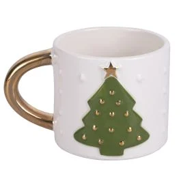 Tazza 260 ml in ceramica, decoro albero di Natale, Xmas