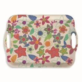 Vassoio bamboo decoro floreale 41x28 cm