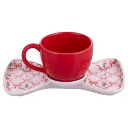 Set Mug con piattino 250 ml, Natale coi fiocchi