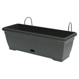 Fioriera da balcone con ganci in plastica pp, antracite, Mediterran