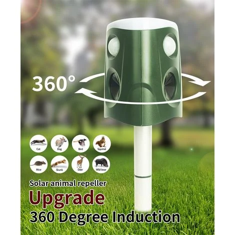 Repellente per animali da esterno a 360 gradi, alimentato ad energia solare, repellente per topi a ultrasuoni con spina - RW Repellente per insetti e animali