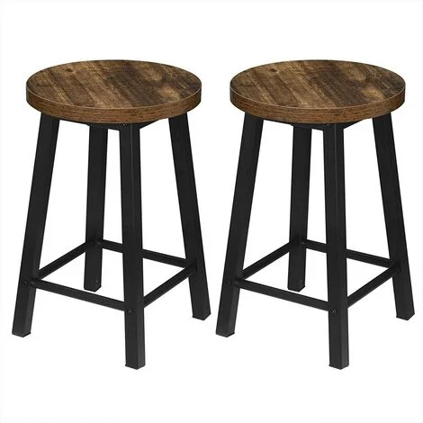 WOLTU Set di 2 Sgabelli Alti. Sgabelli da Bar Sgabelli Cucina.Stile Industriale Legno Vintage