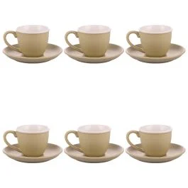 Set 6 tazzine caffè 100 ml con piattino, Cedro pedro, Forma
