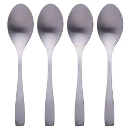 Set 4 cucchiaini Manhattan in acciaio inox, silver satinato, Sibilla