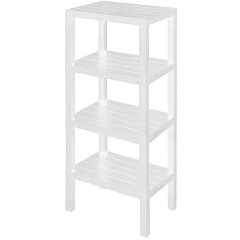 Scaffale bagno 4 ripiani bianco effetto legno in kit montaggio Buzz