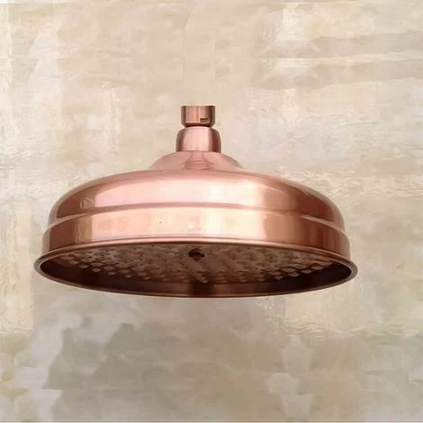 Soffione doccia in rame, diametro 20 cm (8 pollici), soffione doccia fisso ad alta pressione con angolazione regolabile, soffione doccia a pioggia - Oro
