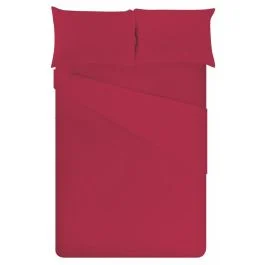 Completo letto matrimoniale in cotone, bordeaux, Sibilla