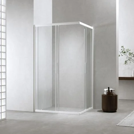 Box Doccia 70x90 Cm h190 Scorrevole Profili Bianco Opaco Vetro 6 mmNeat