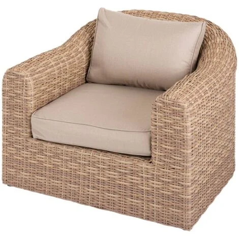 Poltrona da giardino in resina intrecciata in alluminio trattato con polveri epossidiche mooréa savana - Hespéride