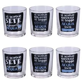 Set 6 bicchieri acqua in vetro 270 ml, Si scrive si legge