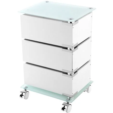Carrello bagno trasportabile in acciaio cromato con 3 cassetti girevoli