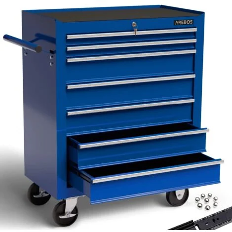 AREBOS Carrello da Officina Carrello Portautensili Cassetta Degli Attrezzi 7 Cassetti