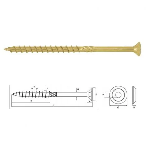 20 pezzi VITE VITI TORX PER LEGNO 8x140 mm ZINCATE GIALLE FM-WOOD FRIULSIDER