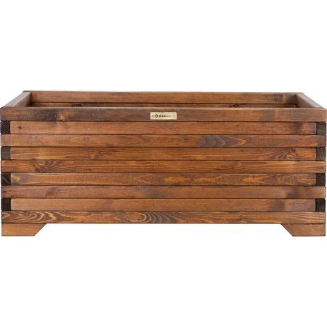 Fioriera in legno Greenspot 100x35x40cm per terrazza, balcone e giardino - Fioriera in legno massello - Grande fioriera da giardino realizzata con tronchi di legno per fiori, erbe aromatiche, arbusti