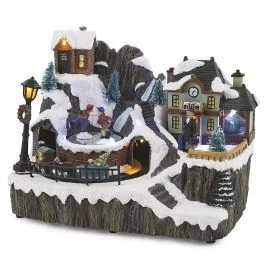 Villaggio natalizio con musica e led 23x15,5x17,5 cm, Santa's House