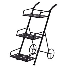 Carrello portavasi 3 ripiani in ferro battuto 55x38x79 cm, nero,  Esté