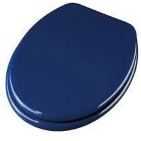 Schläfer 4638120Tavoletta WC Copriwater Universale per Bagno, Sedile Water Bagno in Legno Blu, Cerniere Regolabili in Ottone Cromato, Copritazza per Wc Forma Ovale