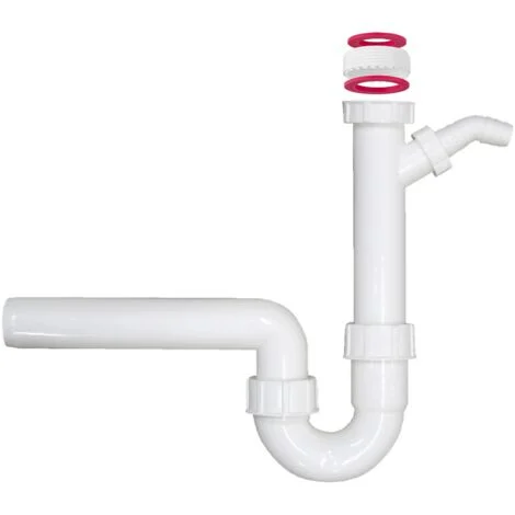 Schläfer 439506 Sifone a S per Scarico LavaboBagno e Lavandino Cucina, con Attacco per Lavastoviglie e Lavatrice, Diametro 40mm, Adattatore Universale 1"1/2 e 1"1/4