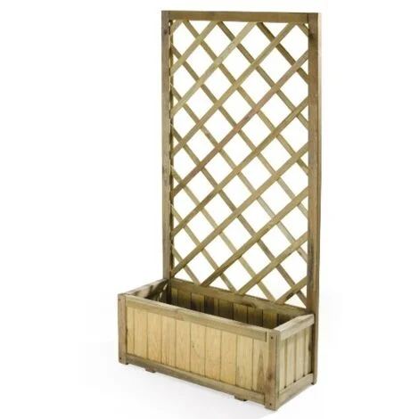 Grigliato con fioriera in legno di pino impregnato in autoclave cm 75 x 30 x 180
