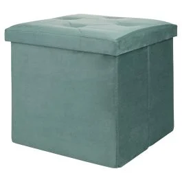 Pouf contenitore multiuso effetto velluto, salvia, Sibilla