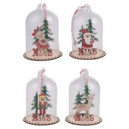 Appendino campana natalizia, in vetro e legno, Santa's House