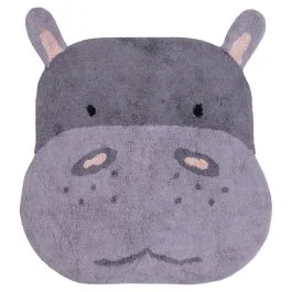 Tappeto tondo bambini 100 cm, design ippopotamo, Les Petites