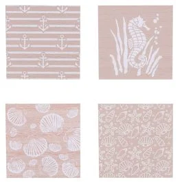 Set 4 sottobicchieri in legno mdf, Ocean