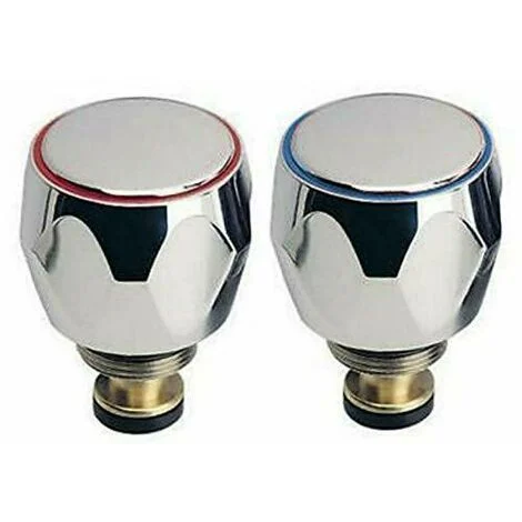 Schläfer 4502816Pomolo, Manopola per Gruppo Rubinetto Lavello, Kit Ricambio Rubinetto Bagno e Cucina Universale, Coppia Maniglia in metallo CALDO e FREDDO con Vitoni Meccanici 1/2" G - diam 20mm