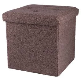 Pouf contenitore multiuso effetto teddy, tortora, Sibilla