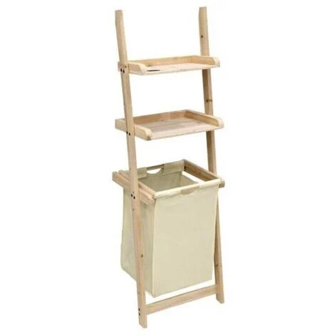 MOBILE PORTA BIANCHERIA CON DUE MENSOLE 41X30XH129 CM LEGNO NATURALE