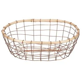 Cestino ovale medio 30x20 cm in ferro e legno, La Cucina
