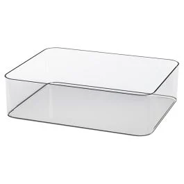 Cestino rettangolare trasparente in plastica ps 32x25x9,7 cm