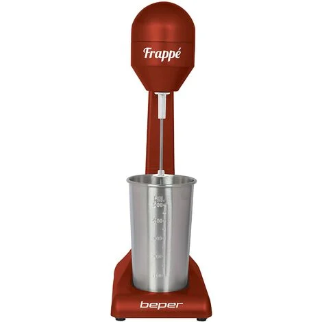 Beper Bp.690 Frullino per Frappè Caffè Freddo Milkshake e Cocktails, 2 Velocità, Contenitore in Alluminio 0.5 L, 100 W Argento
