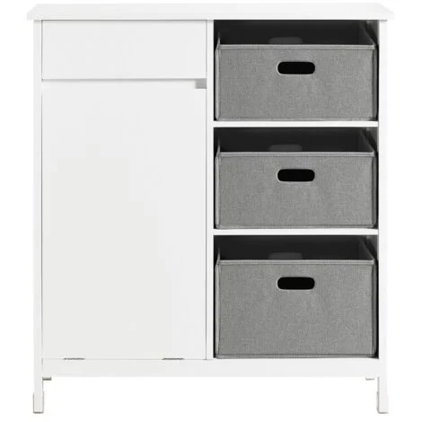 Mobile lavanderia con sacchi Portabiancheria pieghevoli Mobile da bagno Bianco 80x38x91cm BZR77-W SoBuy