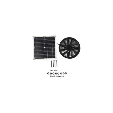 Kit ventola con pannello solare, pannello solare impermeabile, ventola di scarico rotonda da 10" per pollaio, serra, capannone
