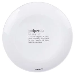 Piatto piano tondo in vetro opalino, bianco, Victionary Polpetta