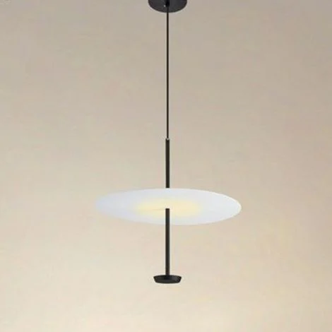 TrAdE Shop Traesio - Lampadario A Sospensione Luce 4000k Led 18w Disco Paralume Piatto Bianco Nero Tondo 33177 -